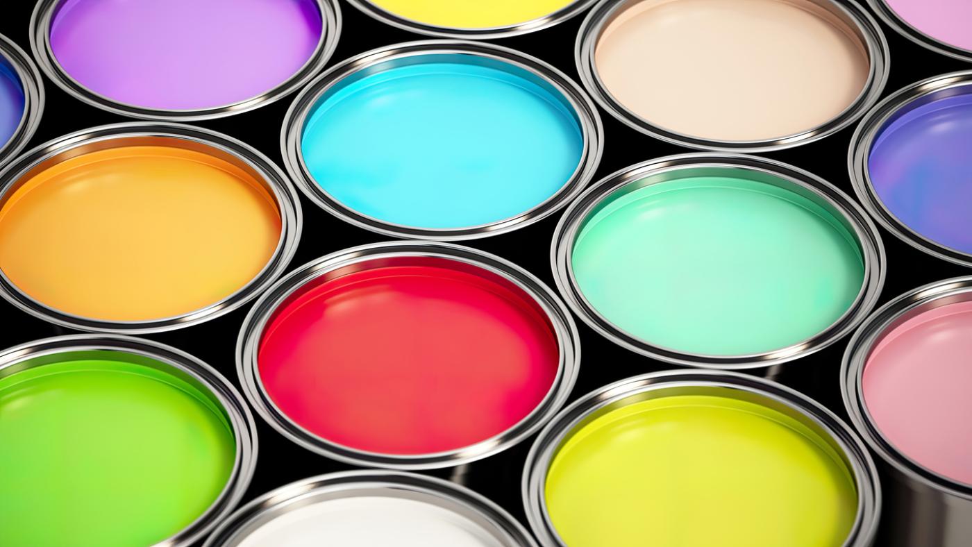 Paint cans of various colors (stock)