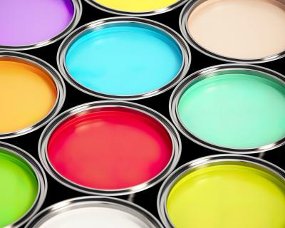 Paint cans of various colors (stock)