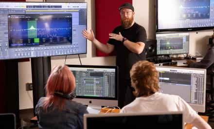 Jason McGlone in music production classroom