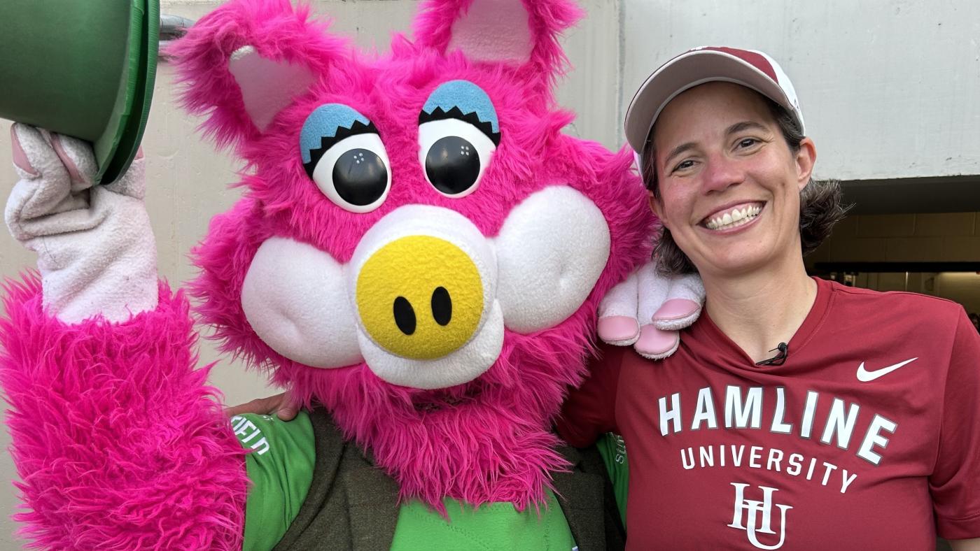 President Hostetter and Mudonna at the Saint Paul Saints