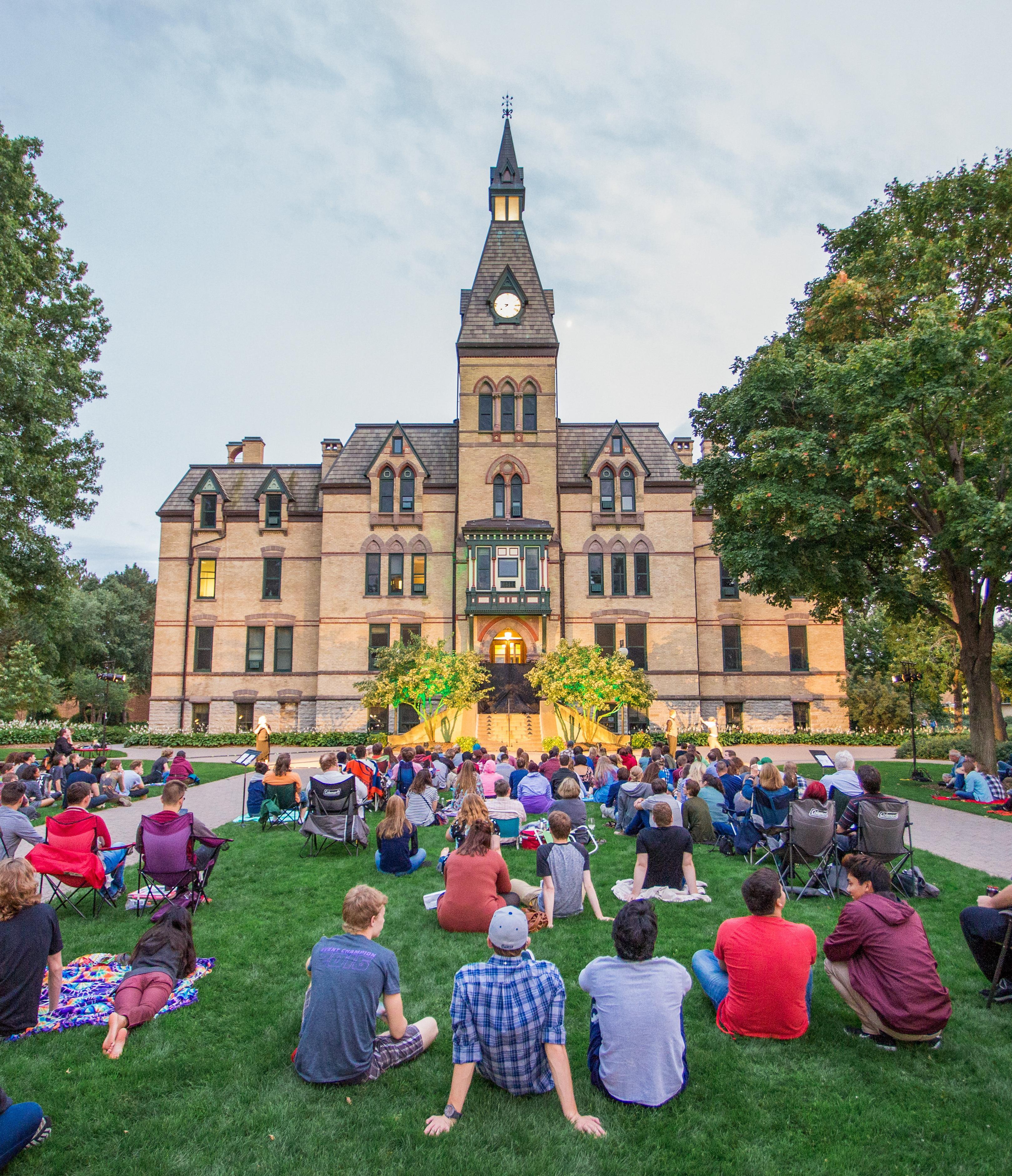 Old Main with students